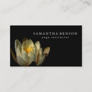 Tarjeta De Visita Elegante Busin de Yoga con logotipo negro y blanco