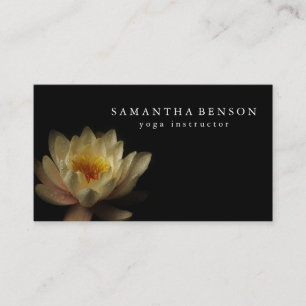 Tarjeta De Visita Elegante Busin de Yoga con logotipo negro y blanco