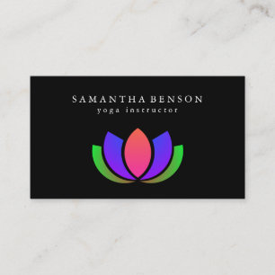 Tarjeta De Visita Elegante Busin de Yoga con logotipo negro y blanco
