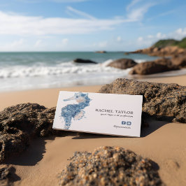 Tarjeta De Visita Elegante caballito tropical de playa azul rosa