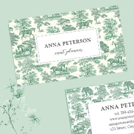 Tarjeta De Visita Elegante caballo de tela verde de sabio