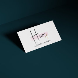 Tarjeta De Visita Elegante cabello de tijeras doradas rosa blanco