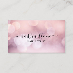 Tarjeta De Visita Elegante Cabello Maquillaje Femenino Rosa Bokeh Sc