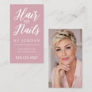 Tarjeta De Visita Elegante cabello y uñas con foto moderna
