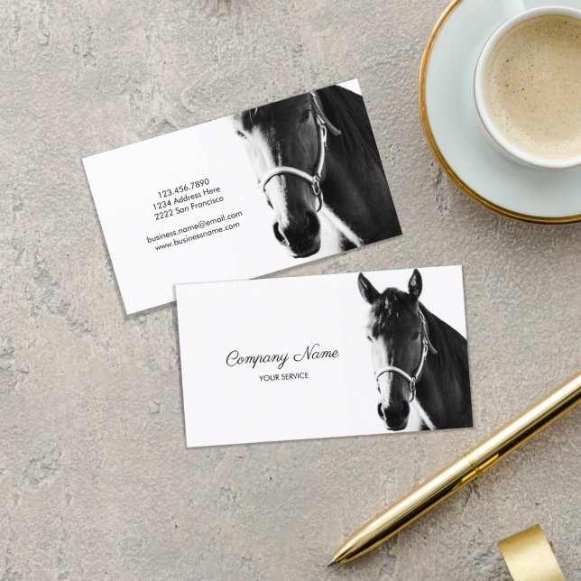 Tarjeta De Visita Elegante Cabeza de Cabeza de Cabeza de Caballo Neg (Subido por el creador)