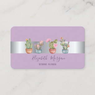 Tarjeta De Visita Elegante Cactus Suculento Profesional Púrpura