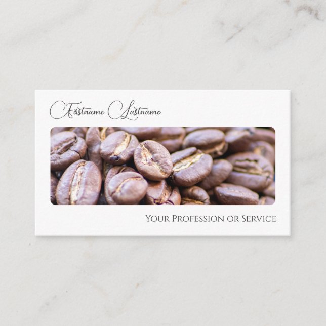 Tarjeta De Visita Elegante café frijol barista caligrafía QR-Code (Anverso)