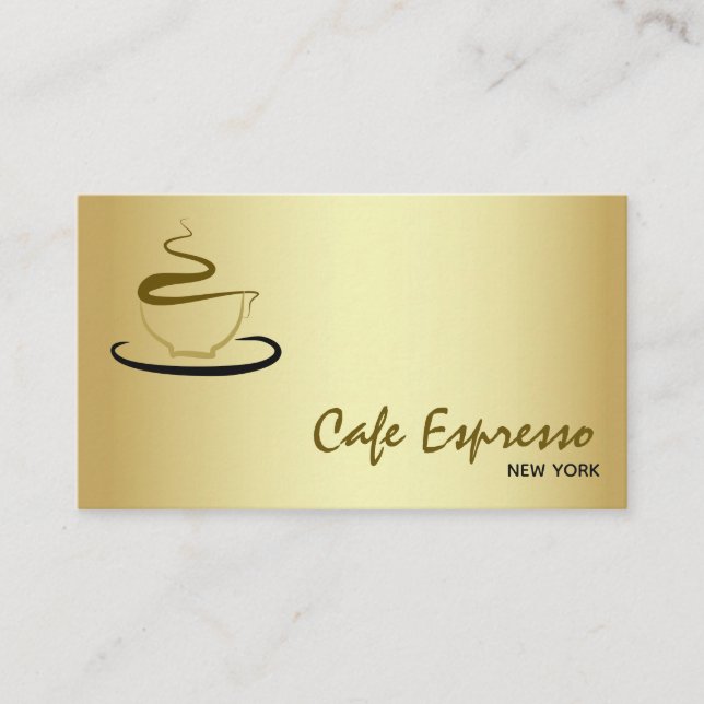 Tarjeta De Visita Elegante Café Gold (Anverso)