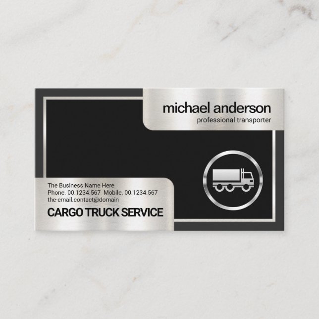 Tarjeta De Visita Elegante Caja Gris Transporte de Camiones de Marco (Anverso)