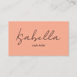 Tarjeta De Visita Elegante Caligrafía Artista de Pestañas Melocotón