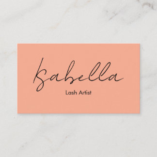 Tarjeta De Visita Elegante Caligrafía Artista de Pestañas Melocotón