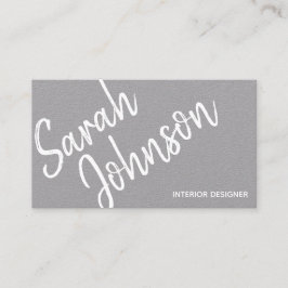 Tarjeta De Visita Elegante caligrafía blanca Minimalista Gray Kraft