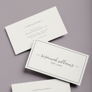 Tarjeta De Visita Elegante caligrafía de guión de lujo marfil negro