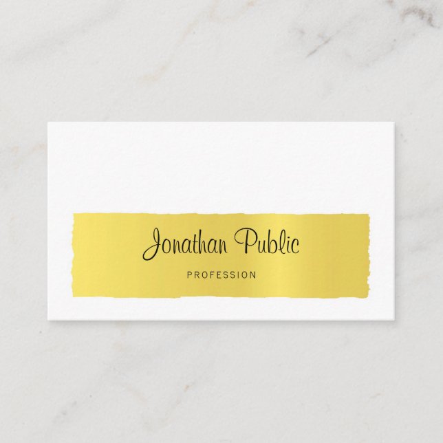 Tarjeta De Visita Elegante caligrafía de moda dorado apariencia mini (Anverso)