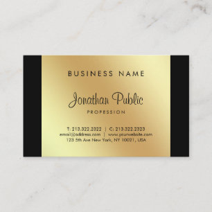 Tarjeta De Visita Elegante caligrafía Glamour Black Gold Luxe