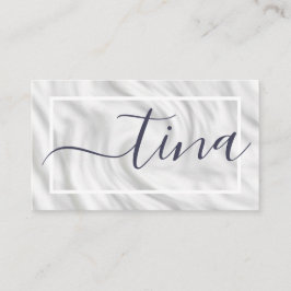 Tarjeta De Visita Elegante caligrafía gris blanca Nombre Moda de fir