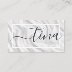 Tarjeta De Visita Elegante caligrafía gris blanca Nombre Moda de fir