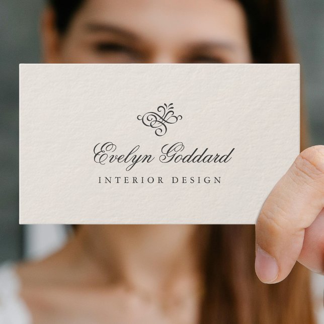 Tarjeta De Visita Elegante caligrafía guión grueso lujo crudo gris (Subido por el creador)