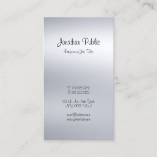 Tarjeta De Visita Elegante caligrafía guión moderno plateado