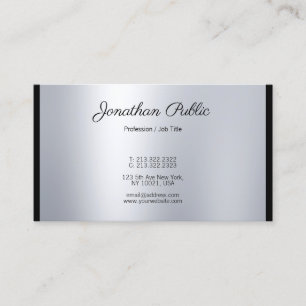 Tarjeta De Visita Elegante caligrafía guión moderno plateado elegant