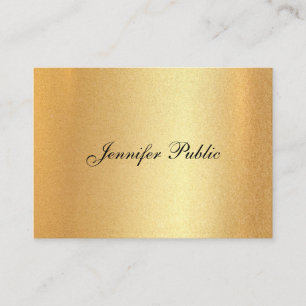 Tarjeta De Visita Elegante caligrafía manuscrita Faux Gold Plain