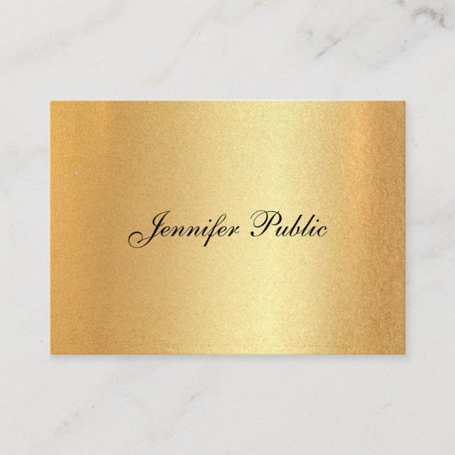 Tarjeta De Visita Elegante caligrafía manuscrita Faux Gold Plain (Anverso)