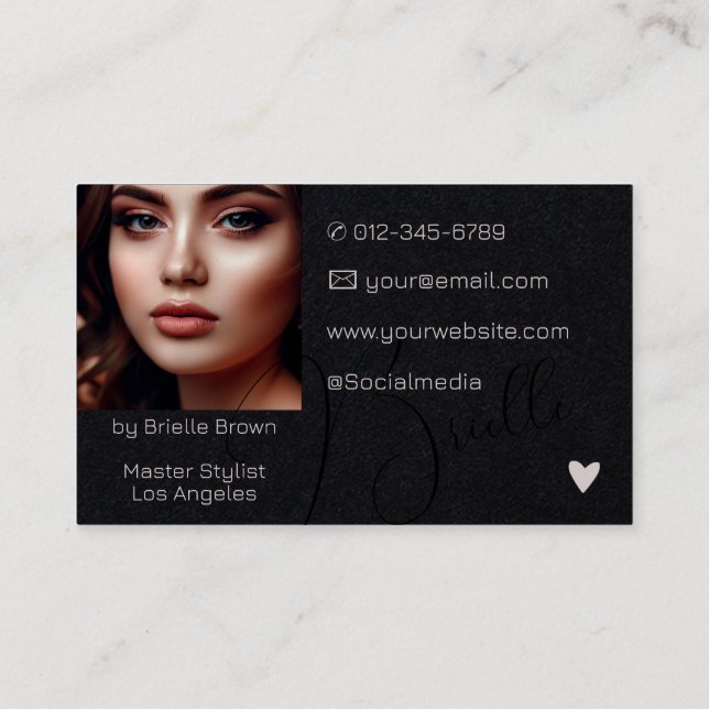 Tarjeta De Visita Elegante caligrafía moderna imagen de fotografía (Reverso)