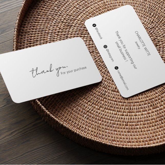 Tarjeta De Visita Elegante Caligrafía Scrip Gracias Por Tu Pedido (Elegant Calligraphy Scrip Thank You For Your Order Business Card)
