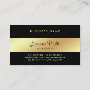 Tarjeta De Visita Elegante caligrafía Script Glamour Black Gold Luxe