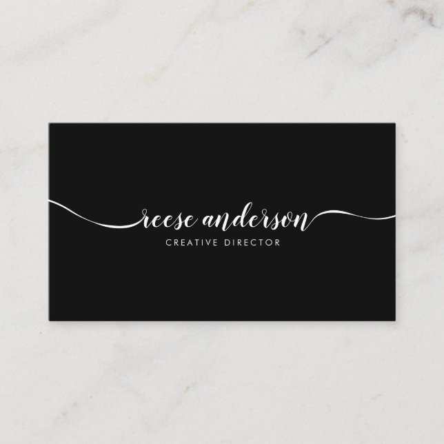 Tarjeta De Visita Elegante caligrafía simple de escritura negra míni (Anverso)