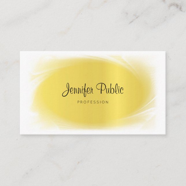 Tarjeta De Visita Elegante caligrafía trendy Gold look clásico lujo (Anverso)