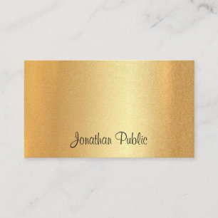 Tarjeta De Visita Elegante caligrafiado de estilo moderno Faux Gold 