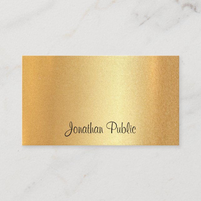 Tarjeta De Visita Elegante caligrafiado de estilo moderno Faux Gold  (Anverso)