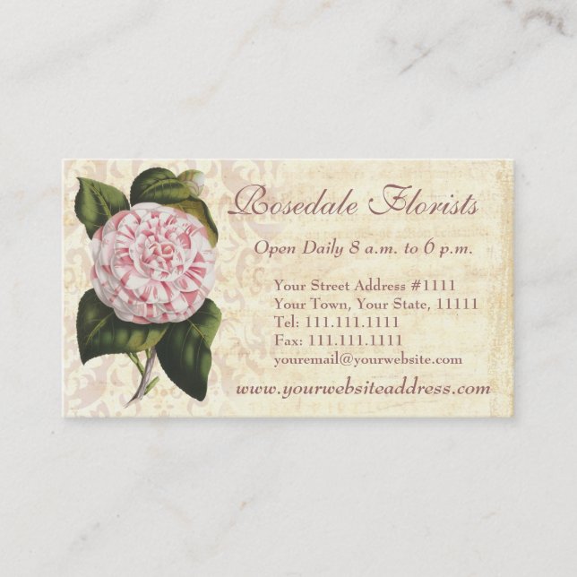 Tarjeta De Visita Elegante Camellia Gardener o Florisco (Anverso)
