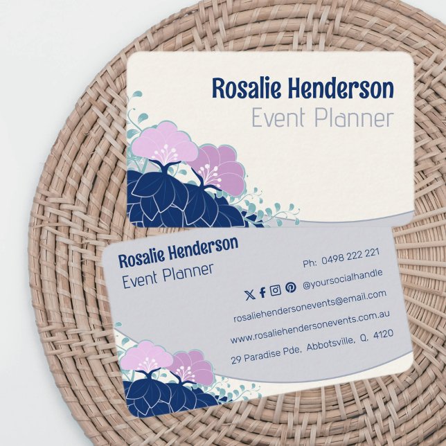 Tarjeta De Visita Elegante Camellia Rosa Personalizada (Subido por el creador)