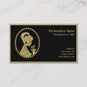 Tarjeta De Visita Elegante Cameo Antiguo Vintage Negro y Oro
