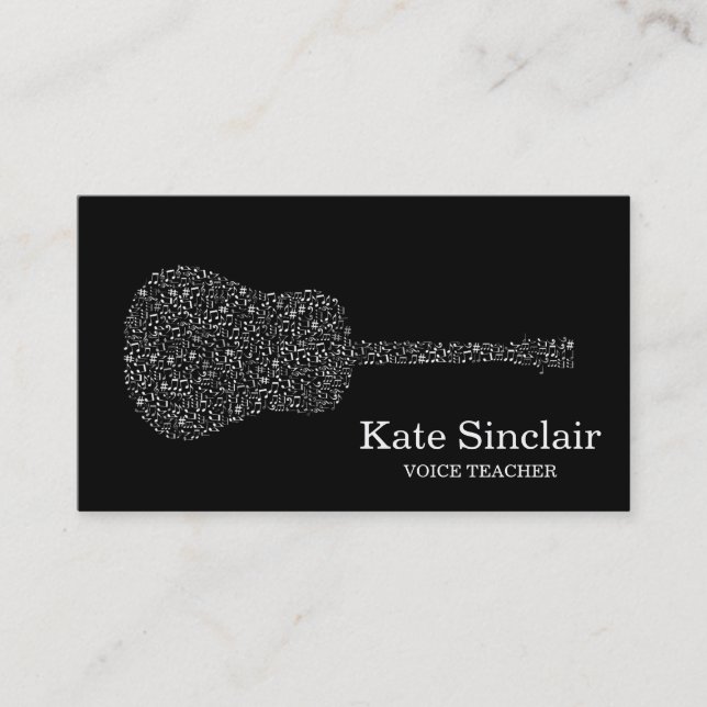 Tarjeta De Visita Elegante cantante blanco maestro de música de voz  (Anverso)