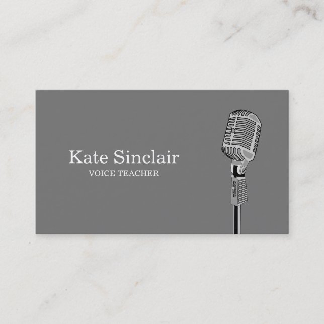 Tarjeta De Visita Elegante cantante blanco profesor de música de voz (Anverso)