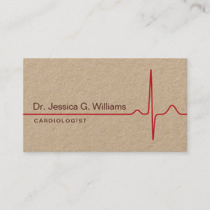 Tarjeta De Visita Elegante cardiólogo de ondas ECG papel Kraft