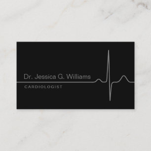 Tarjeta De Visita Elegante cardiólogo negro de la ola ECG