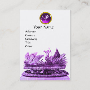 TARJETA DE VISITA ELEGANTE CARROZA DE CISNES CON CUPCAKES Y PASTELER