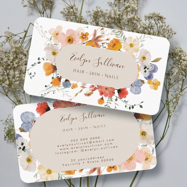 Tarjeta De Visita Elegante carta de negocios de flores de pradera (Subido por el creador)