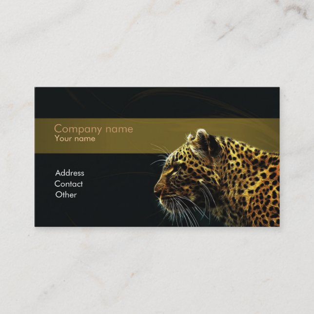 Tarjeta De Visita Elegante carta de negocios de leopardo (Anverso)