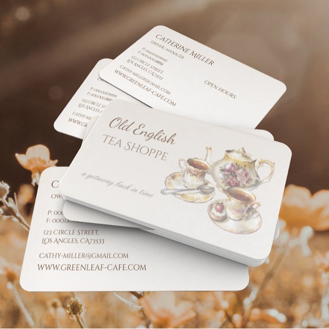 Tarjeta De Visita Elegante casa de té victoriana de época (Subido por el creador)