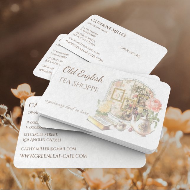 Tarjeta De Visita Elegante casa de té victoriana de época (Subido por el creador)