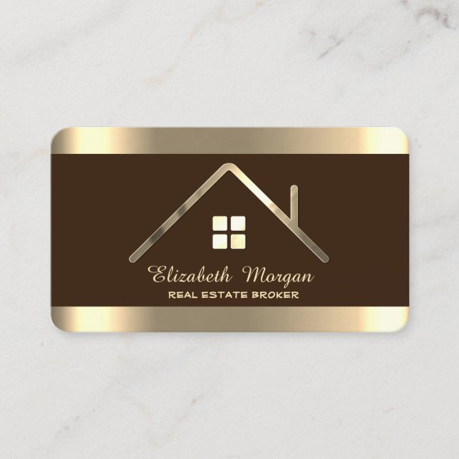 Tarjeta De Visita Elegante Casa Profesional Moderna Roof Real Estate (Anverso)