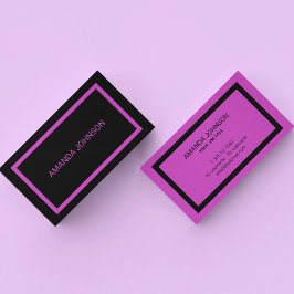 Tarjeta De Visita Elegante Casual Único Negro y Púrpura