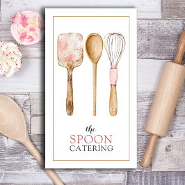 Tarjeta De Visita Elegante Caterer Whisk Spoon Spatula Utensils