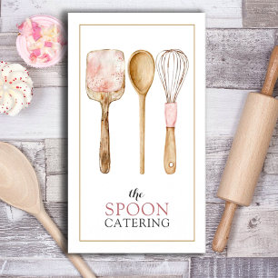 Tarjeta De Visita Elegante Caterer Whisk Spoon Spatula Utensils