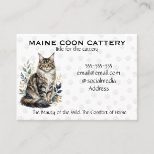 Tarjeta De Visita Elegante Cattery de Maine Coon de Acuarela Persona